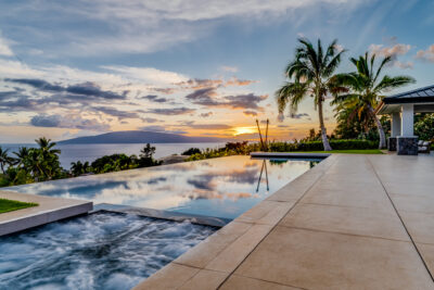 View of sunset from luxury estate on Maui